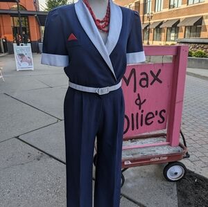 Vintage Caron Chicago Jumpsuit Red White Blue Summer